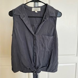 Gray Sleeveless Collared Shirt